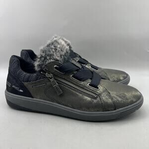 Mephisto Ma Bella Side Zip Shoes Women Size 10 Gray Bronze Faux Fur Sneakers